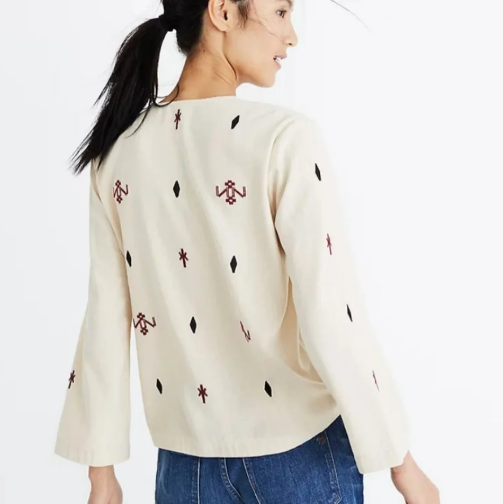 Madewell boho Aztec silk blouse Small